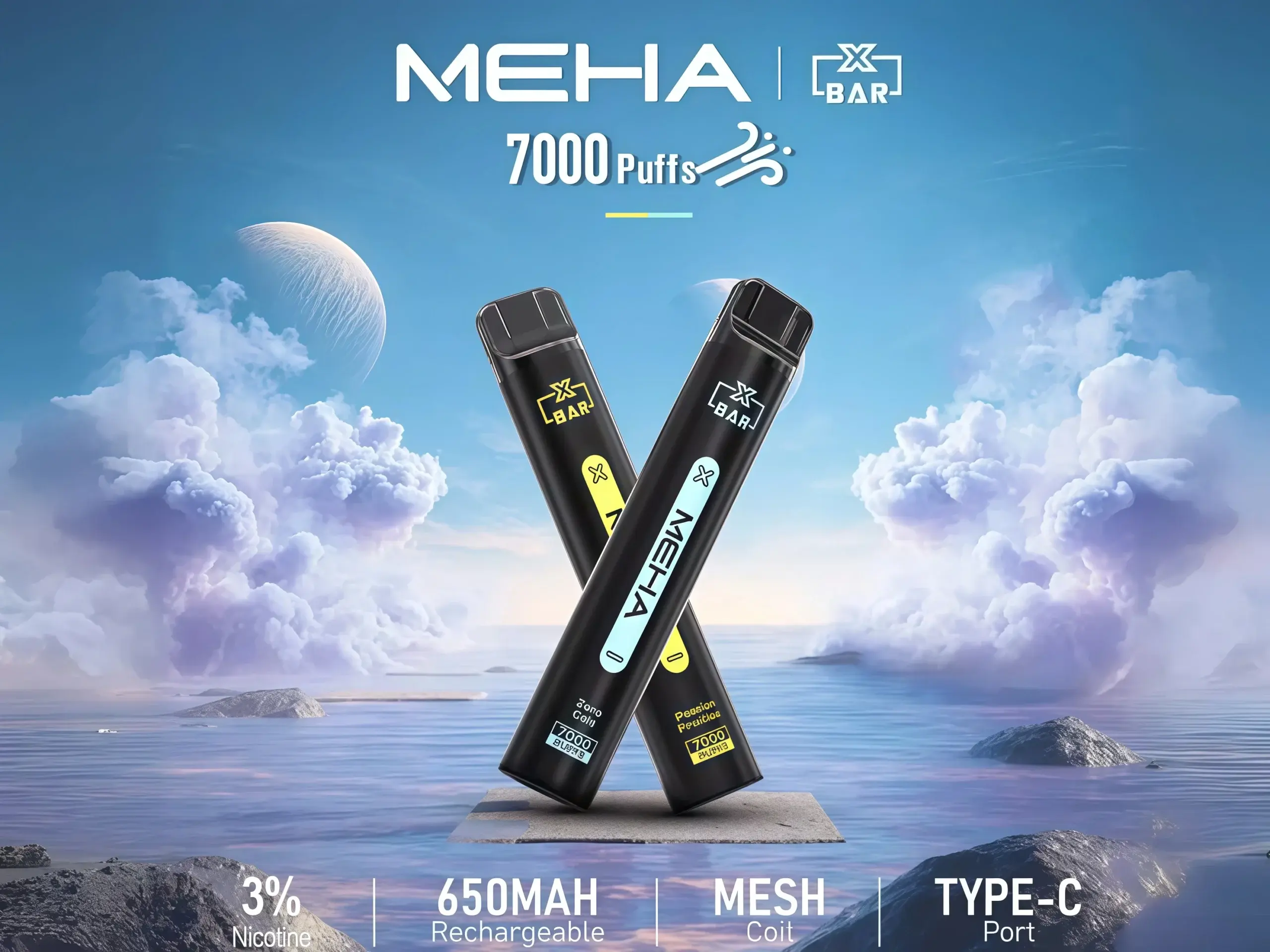 MEHA-XBAR小黑條7000口拋棄式電子煙16種口味魅嗨一次性電子菸650mAh可充電-MESH霧化芯-台灣現貨_副本-scaled - BA Vaper | BA-TOP 台灣官方旗艦店 | 電子煙主機·煙彈·一次性霧化器